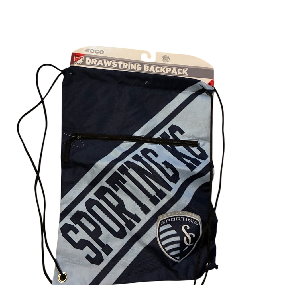 Sporting KC Drawstring Backpack - Black and Gray